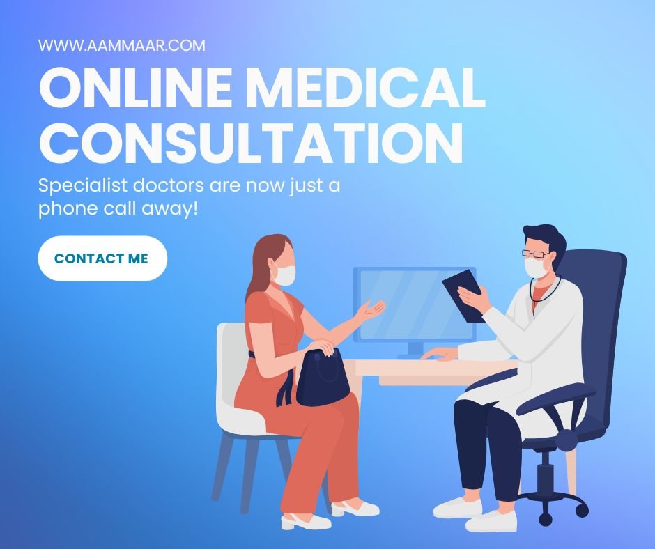 Blue White Illustrative Online Medical Consultant Promotion Facebook Post