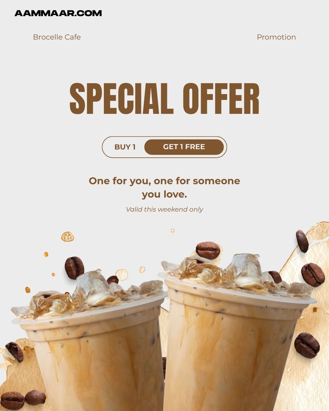 Beige and Brown Buy 1 Get 1 Coffee Promotion Instagram Post