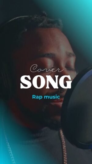 Black and Ice Blue Simple Cover Song Mobile Video