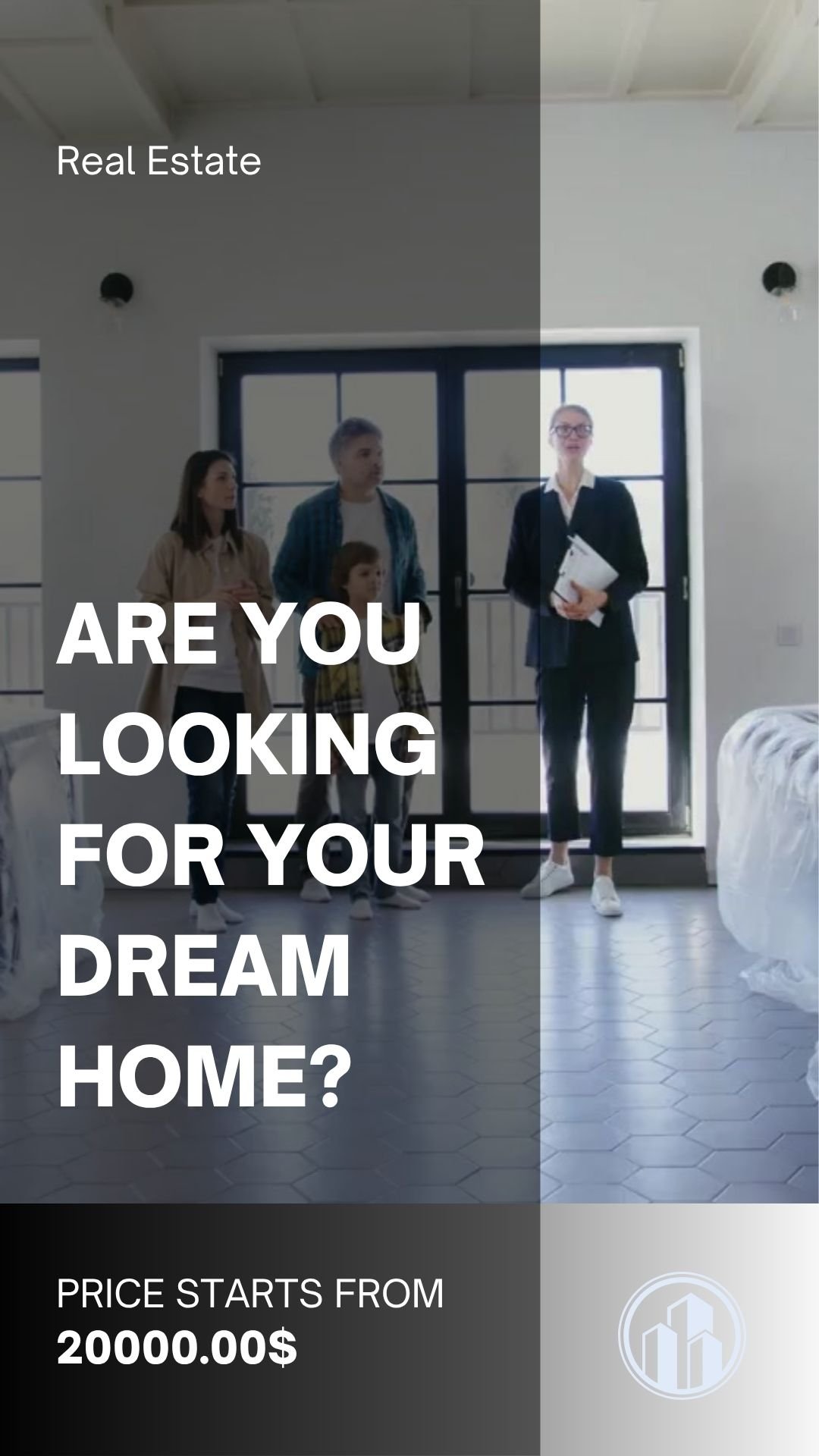 Blue & White Real Estate Agency Promotion Mobile Video