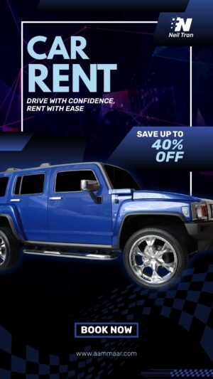 Blue and White Modern Car Rent Promotion Mobile Video