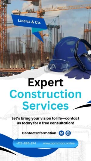 Blue and White Modern Construction Services Mobile Video