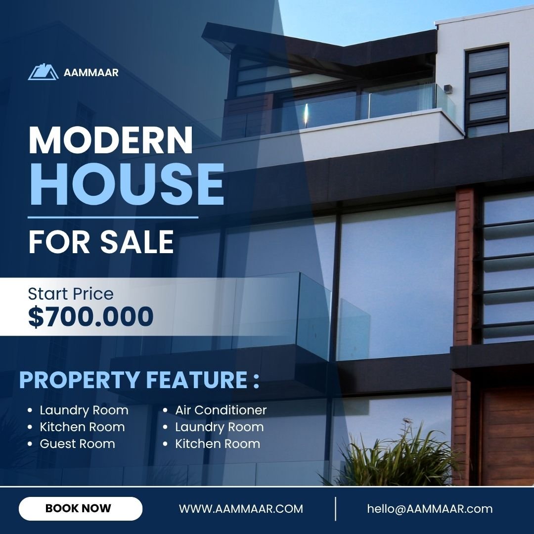 Blue & White Modern Real Estate Facebook Post