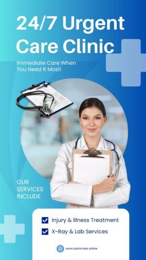 Blue and White Modern Urgent Care Clinic Mobile Video