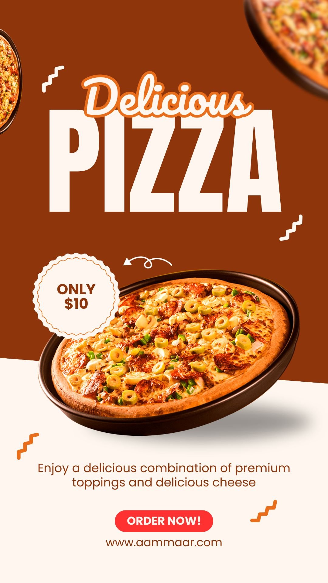 Brown White Modern Pizza Promotion Mobile Video