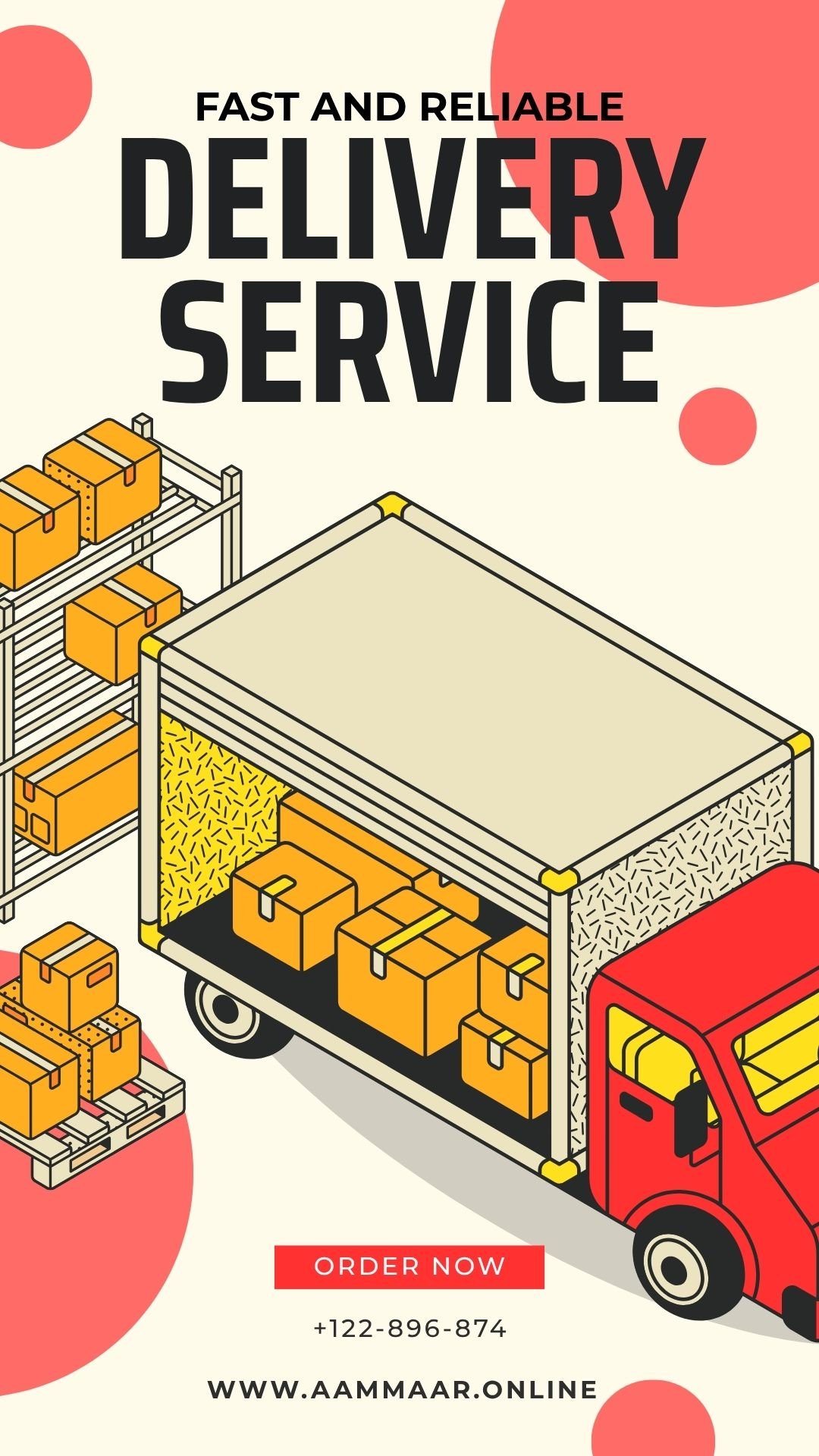 Red & Yellow Illustrated Delivery Service Mobile Video