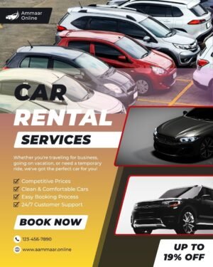 Yellow & White Modern Car Rental Services Instagram Post