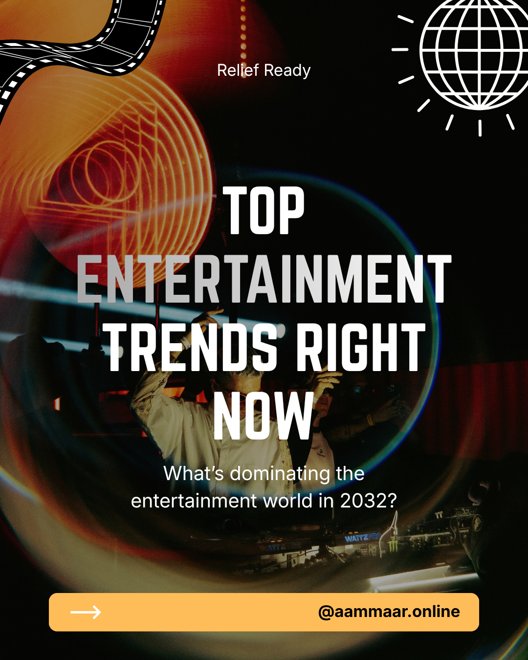 Yellow & White Bold Futuristic Entertainment Carousel Instagram Post