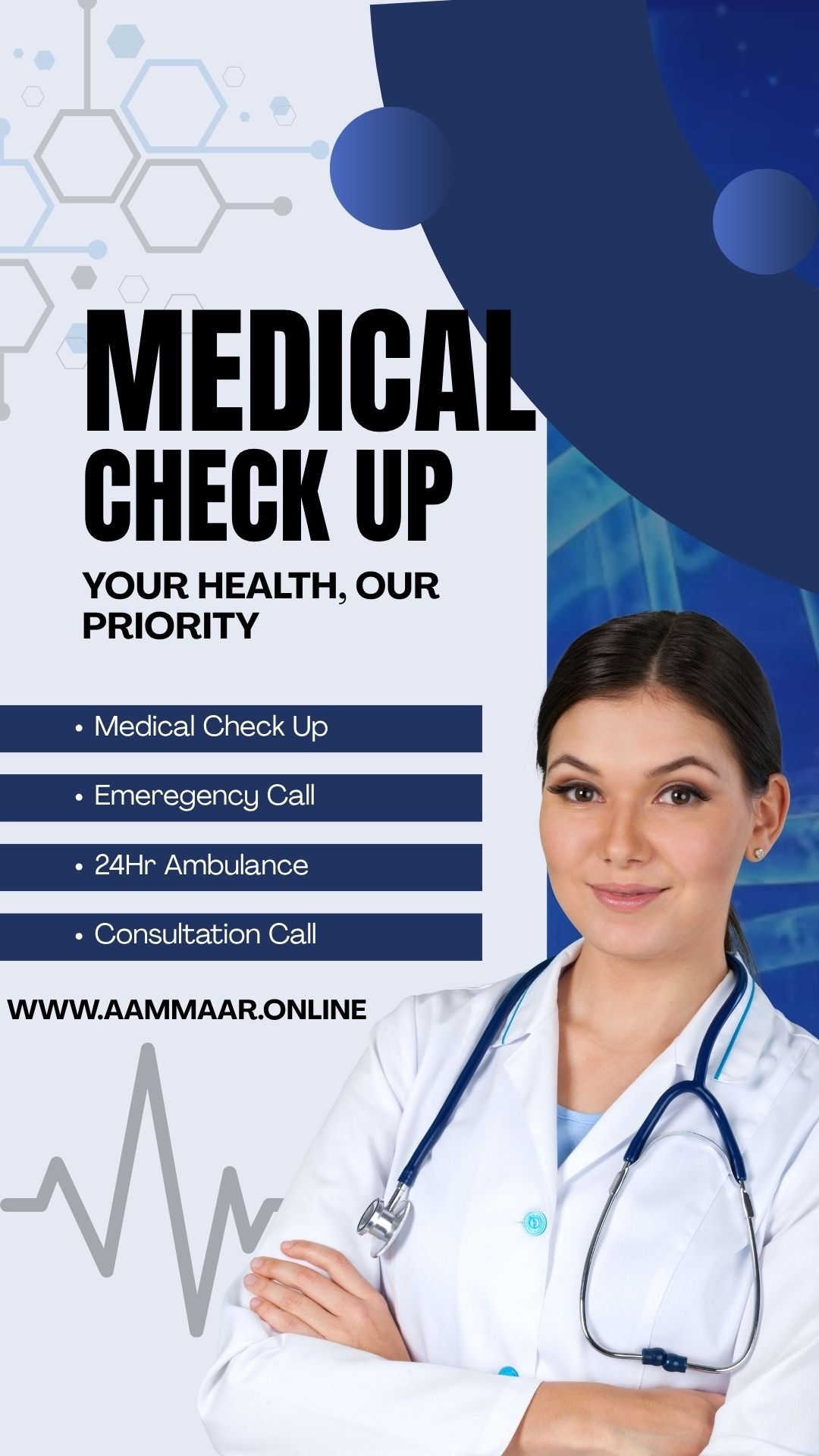 Blue and White Modern Medical Check up Mobile Video