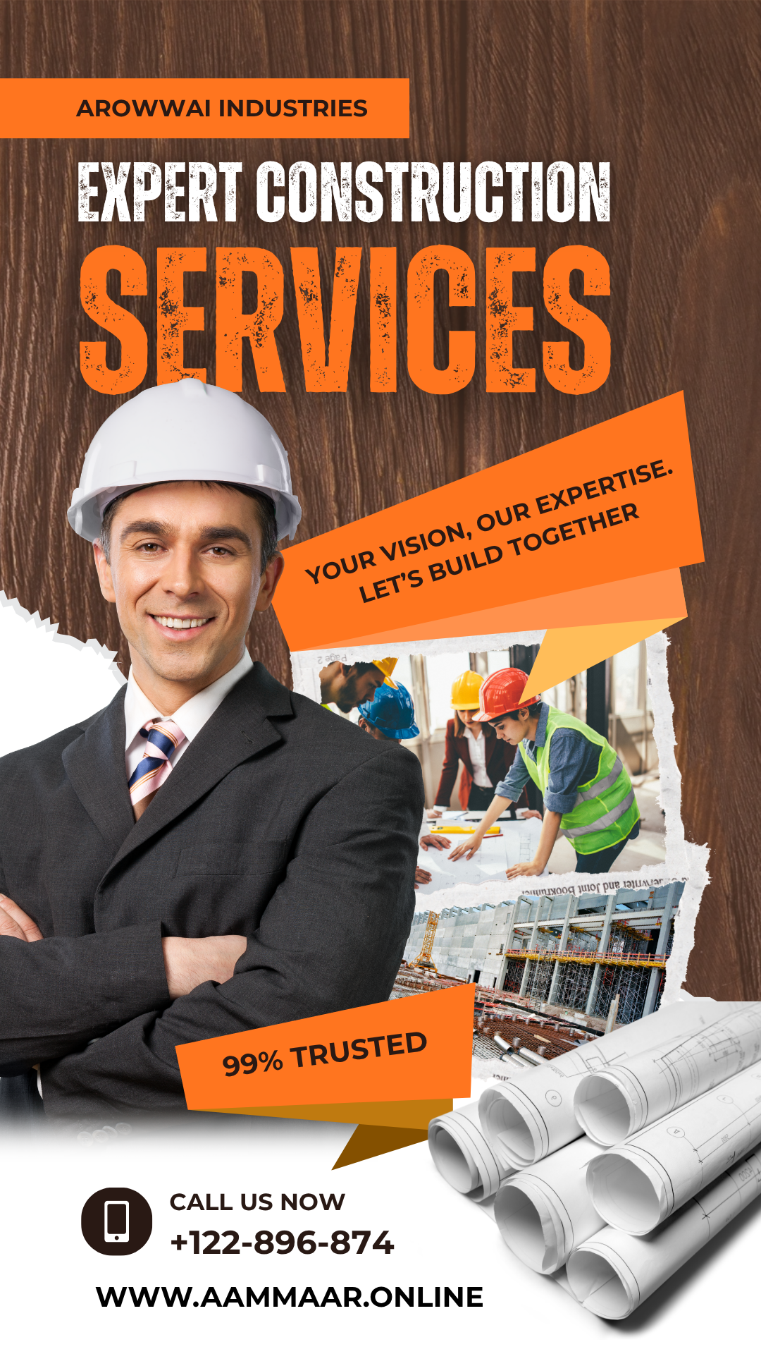 Brown & Orange Modern Construction Services TikTok Video