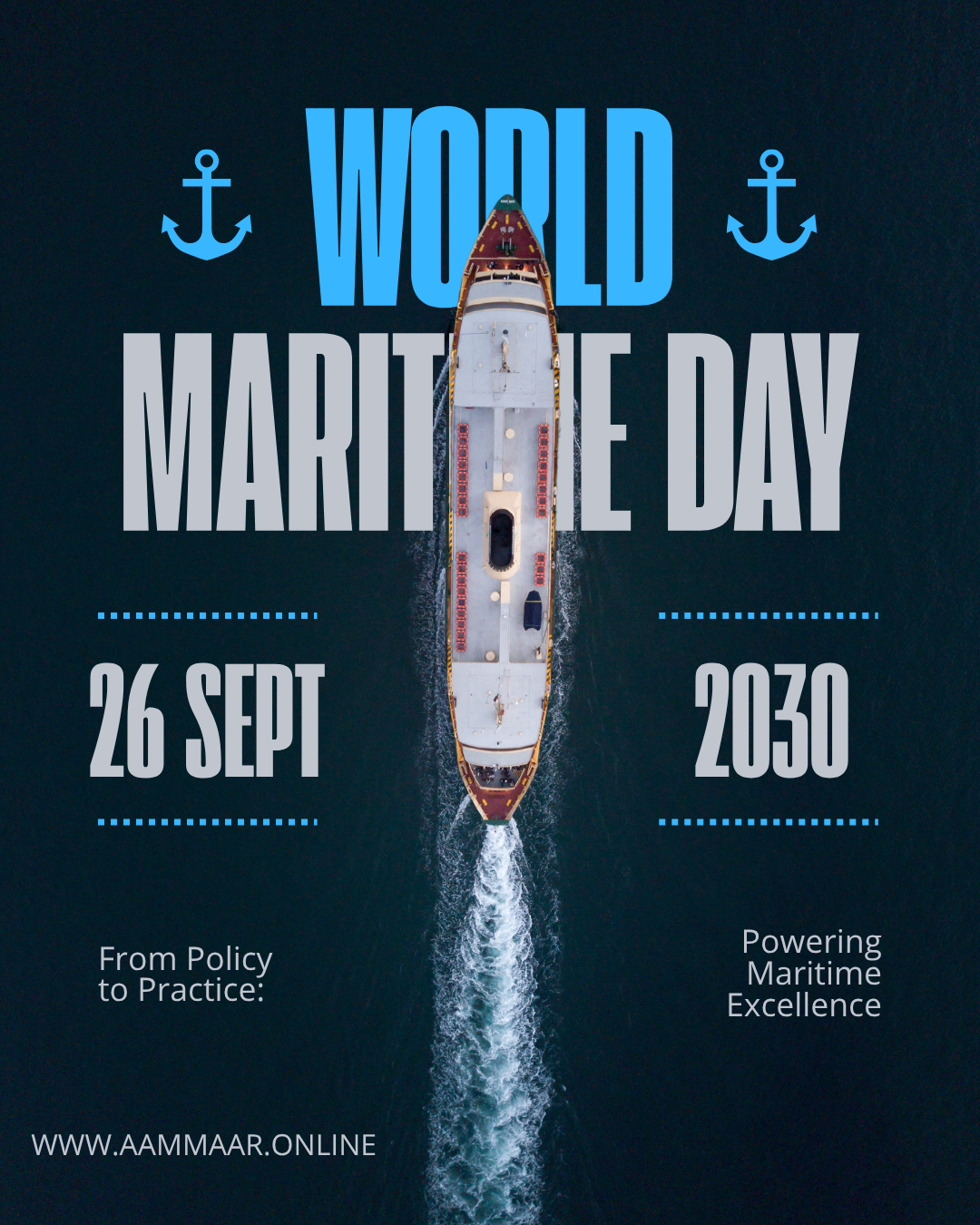 Navy Blue White & Light Blue Bold Maritime Day Instagram Post