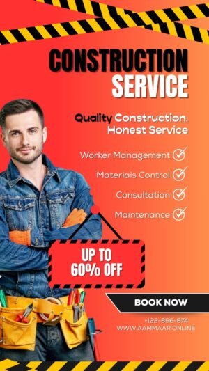 White and Red Modern Construction Service Mobile Video